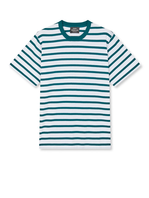 Mads Nørgaard Jersey stripe Frode t-shirt - Deep Sea / White